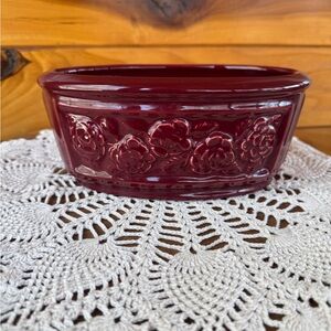 Deep Burgundy Haeger Decorative Ceramic Oval Bowl